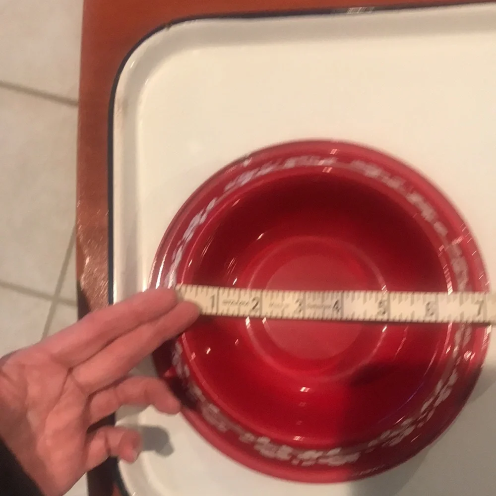 Pet Bowls Red and White Floral 2